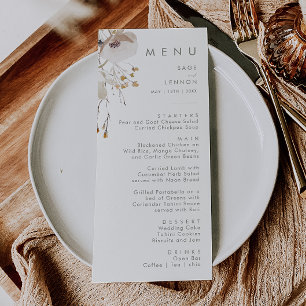 Whimsical Wildflower   Ivory Wedding Dinner Menu