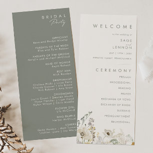 Whimsical Wildflower   Ivory Wedding Program