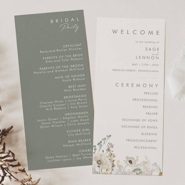Whimsical Wildflower | Ivory Wedding Program (Creator Uploaded)