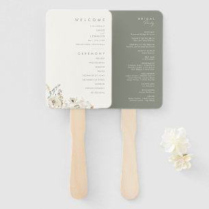 Whimsical Wildflower   Ivory Wedding Program Hand Fan