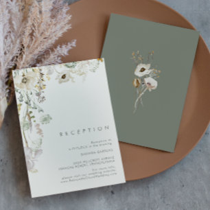 Whimsical Wildflower Ivory Wedding Reception Enclosure Card