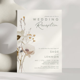 Whimsical Wildflower   Ivory Wedding Reception Invitation