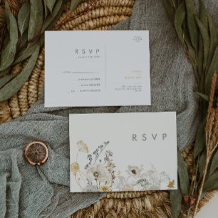 Whimsical Wildflower Ivory Wedding RSVP Postcard