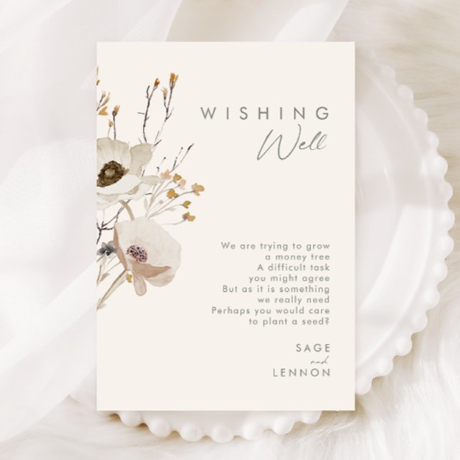 Whimsical Wildflower | Ivory Wedding Wishing Well  Enclosure Card (Creator Uploaded)