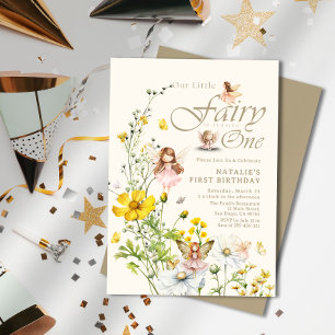 Whimsical Wildflower Magical Fairy First Birthday Invitation