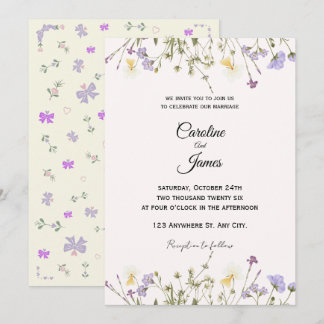 Whimsical Wildflower Meadow Border Wedding  Invitation