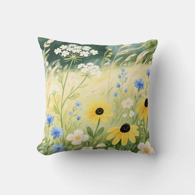 Whimsical Wildflower Meadow  Cushion (Front)