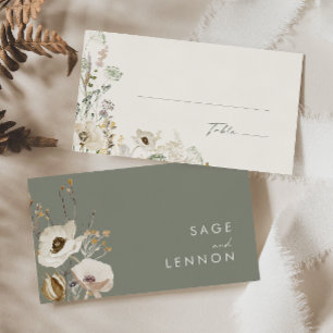 Whimsical Wildflower Meadow   Ivory Flat Wedding Place Card