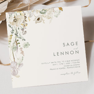 Whimsical Wildflower Meadow   Ivory Square Invitation