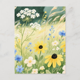 Whimsical Wildflower Meadow Postcard