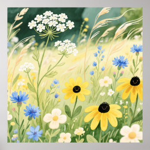 Whimsical Wildflower Meadow Poster