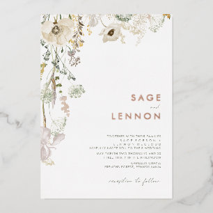 Whimsical Wildflower Meadow Rose Gold Foil