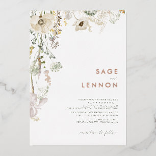 Whimsical Wildflower Meadow   Rose Gold Foil