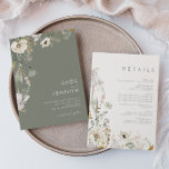 Whimsical Wildflower Meadow Sage Green All In One  Invitation<br><div class="desc">This Whimsical Wildflower Meadow Sage Green all in one invitation is perfect for your simple, elegant boho wedding. The modern rustic greenery accompanied by the minimalist watercolor wildflowers will help bring your vision to life! This design of pretty gold flowers, touches of bohemian sage green and purple is sure to...</div>