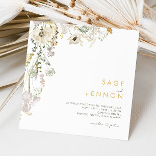 Whimsical Wildflower Meadow Square Wedding Invitation