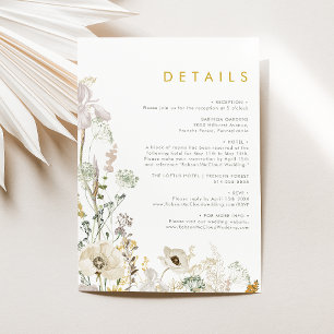 Whimsical Wildflower Meadow Wedding Details Card