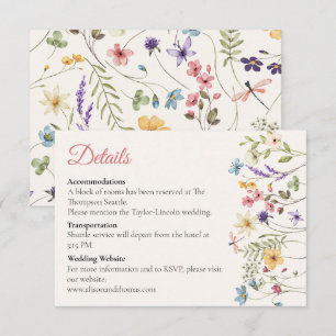 Whimsical Wildflower Meadow Wedding Details Enclosure Card