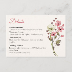 Whimsical Wildflower Meadow Wedding Details Enclosure Card