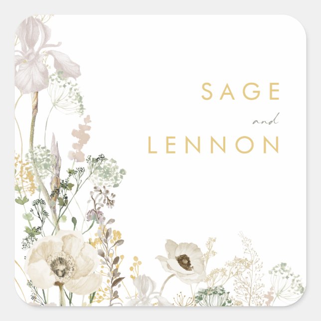 Whimsical Wildflower Meadow Wedding Envelope Seals (Front)