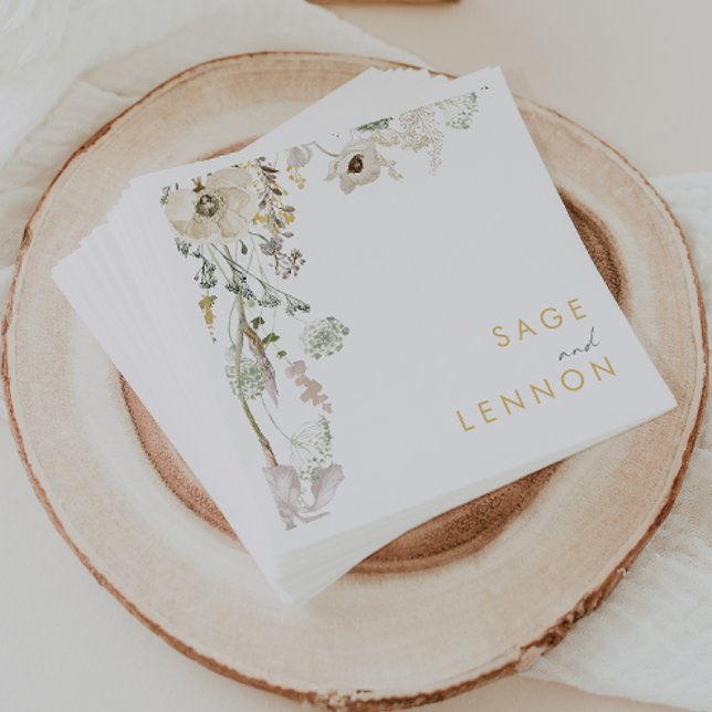 Whimsical Wildflower Meadow Wedding Napkins (Creator Uploaded)