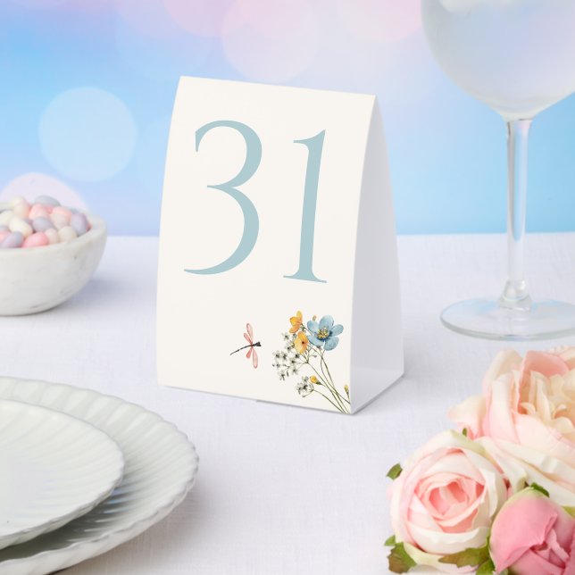 Whimsical Wildflower Meadow Wedding Table Number (Insitu(Wedding))