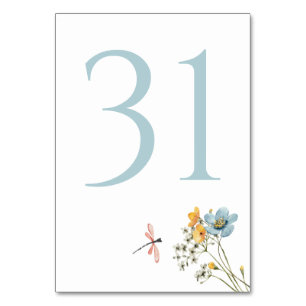 Whimsical Wildflower Meadow Wedding Table Number