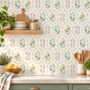 Whimsical Wildflower Modern Floral Colourful Patte Ceramic Tile