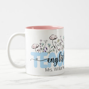 Whimsical Wildflower Personalised English Teacher Two-Tone Coffee Mug