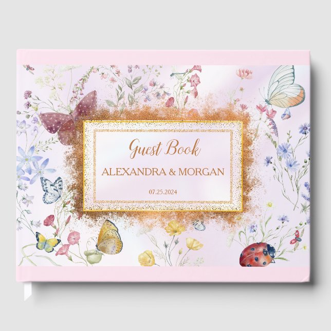 Whimsical Wildflower Pink Guest Book (Front)