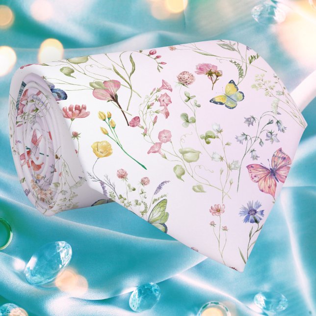 Whimsical Wildflower Pink Neck Tie (Creator Uploaded)