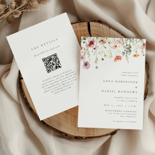 Whimsical Wildflower QR Code Wedding Invitation