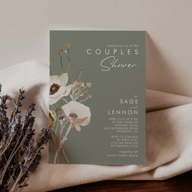 Whimsical Wildflower | Sage Green Couples Shower Invitation (Creator Uploaded)
