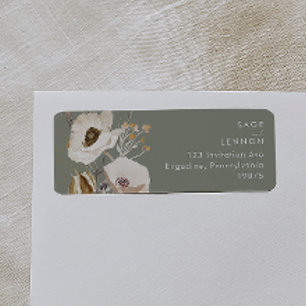 Whimsical Wildflower   Sage Green Return Address L Label