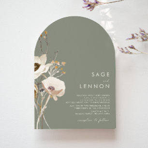 Whimsical Wildflower Sage Green Wedding Arch Invitation