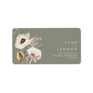 Whimsical Wildflower   Sage Wedding RSVP Address Label