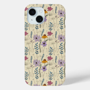 Whimsical Wildflower Seamless Pattern iPhone 15 Case