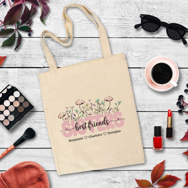 Whimsical Wildflower Sisters Are Best Friends Tote Bag (Creator Uploaded)