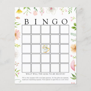 Whimsical Wildflower Tea Baby Bingo Game Card