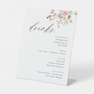 Whimsical Wildflower Wedding Drinks Sign