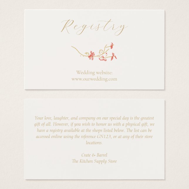 Whimsical Wildflower Wedding Registry Enclosure (Front & Back)