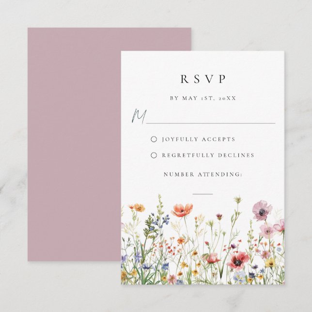 Whimsical Wildflower Wedding RSVP Card (Front/Back)
