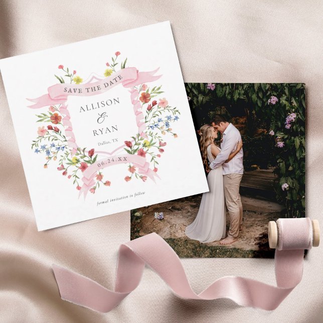 Whimsical Wildflower Wedding Square Save The Date (Creator Uploaded)
