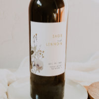 Whimsical Wildflower Wedding Wine Label