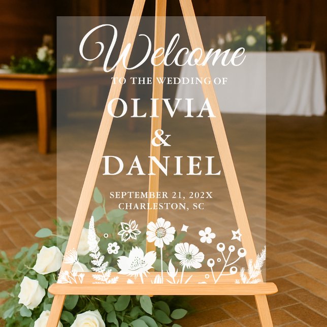  Whimsical Wildflower Welcome Board Acrylic Sign (Creator Uploaded)