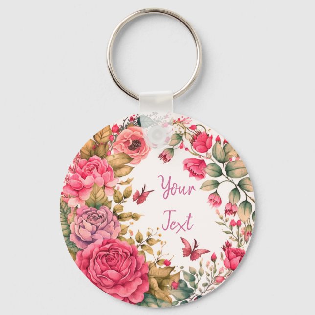 Whimsical Wildflower Wreath Keychain (Front)