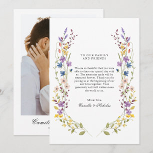 Whimsical Wildflower Wreath Photo Wedding Thank You Card