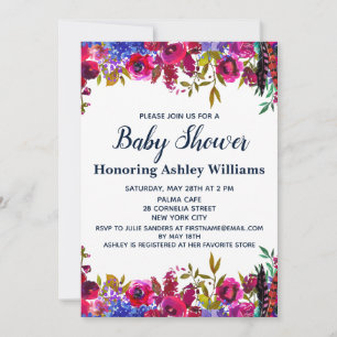 Whimsical Wildflowers Baby Shower Botanical White Invitation