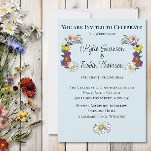 Whimsical Wildflowers Butterfly Mushroom Wedding Invitation