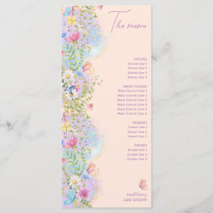 Whimsical Wildflowers Floral Garden Wedding Shower Menu