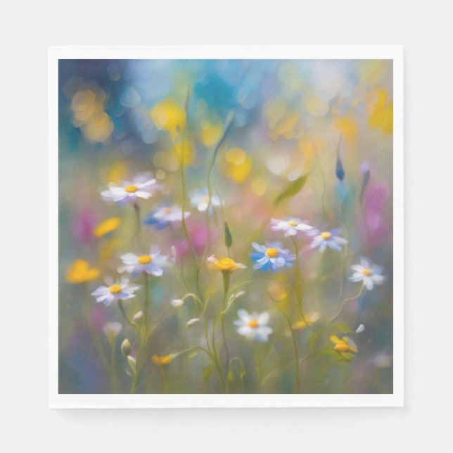 Whimsical Wildflowers In The Wind Napkin (Front)